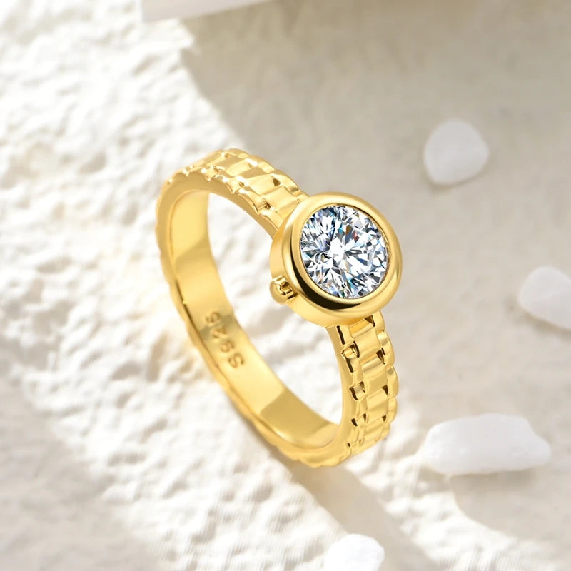 Rings 925 Sterling Silver Gold Star Moon Heart Watch Firefly Ring Adjustable Ring for Original Women Girl Fashion Jewelry Gifts