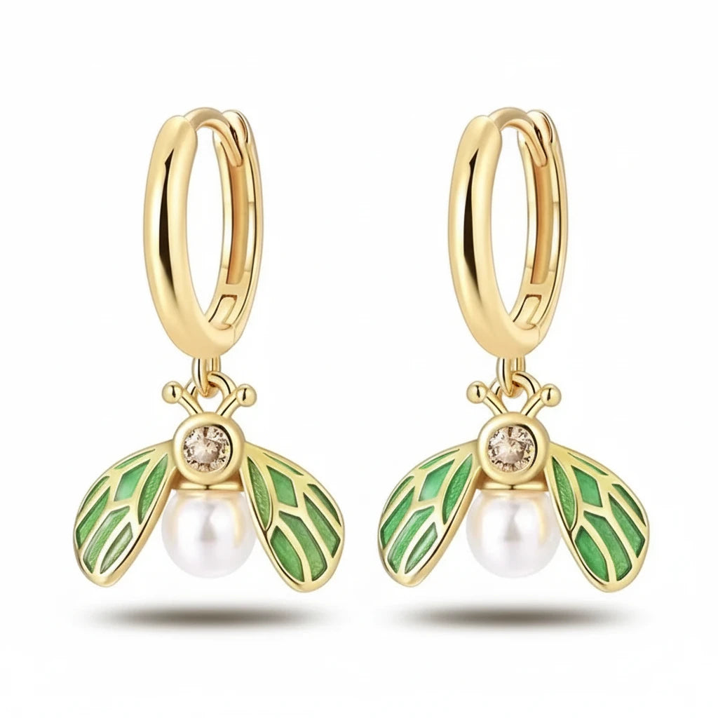 עגילי כנף ירוק