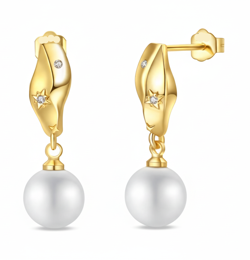 עגילי פנינה משולב