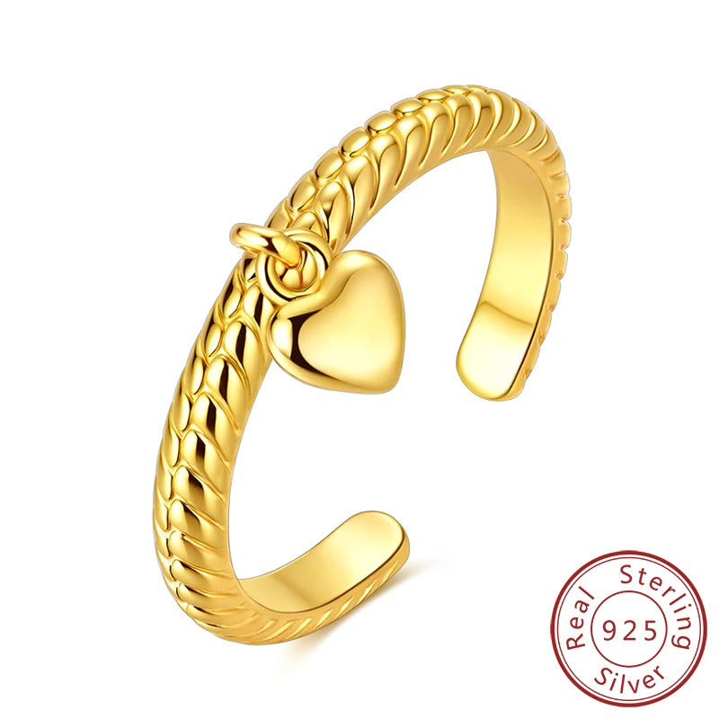 Rings 925 Sterling Silver Gold Star Moon Heart Watch Firefly Ring Adjustable Ring for Original Women Girl Fashion Jewelry Gifts