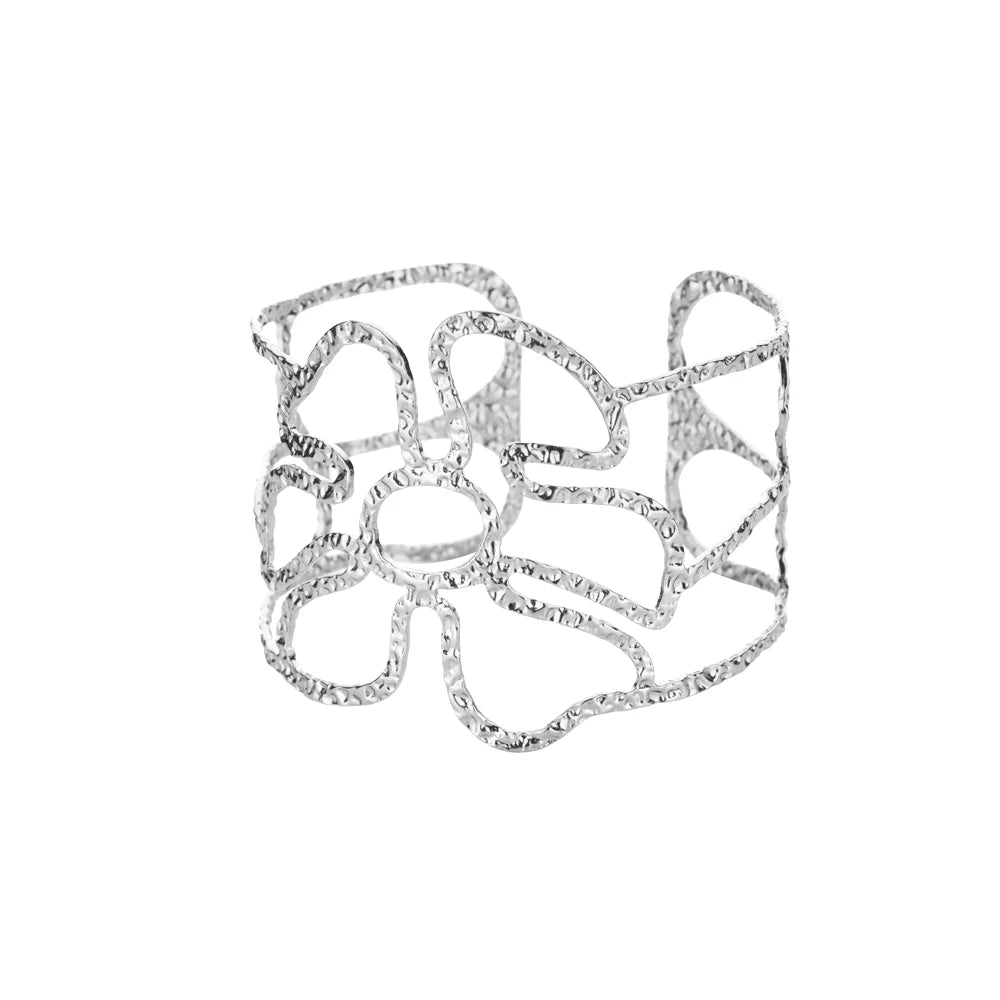 Vintage Flower Bangles For Women Gold Color Stainless Steel Flower Bangles Bracelets Femme Jewelry Party Gift pulseras