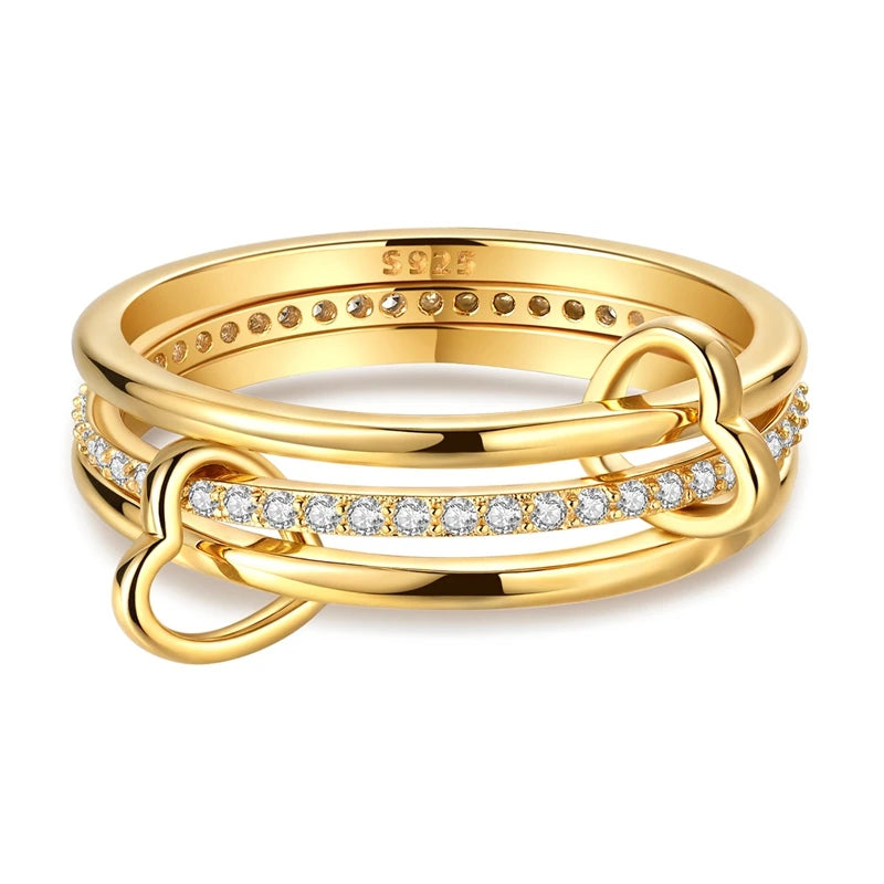 925 Sterling Silver Original Rings Crown Love Heart Sun Moon Engagement Wedding Pink Bow Ring Luxury  For Women Jewelry Gitf