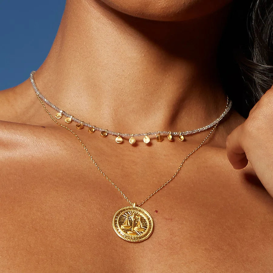 שרשרת תליון בסגנון בוהמי, מפלדת אל-חלד מצופה זהב 18 קראט, תכשיט שכבות מסתורי, מתאים לנשים