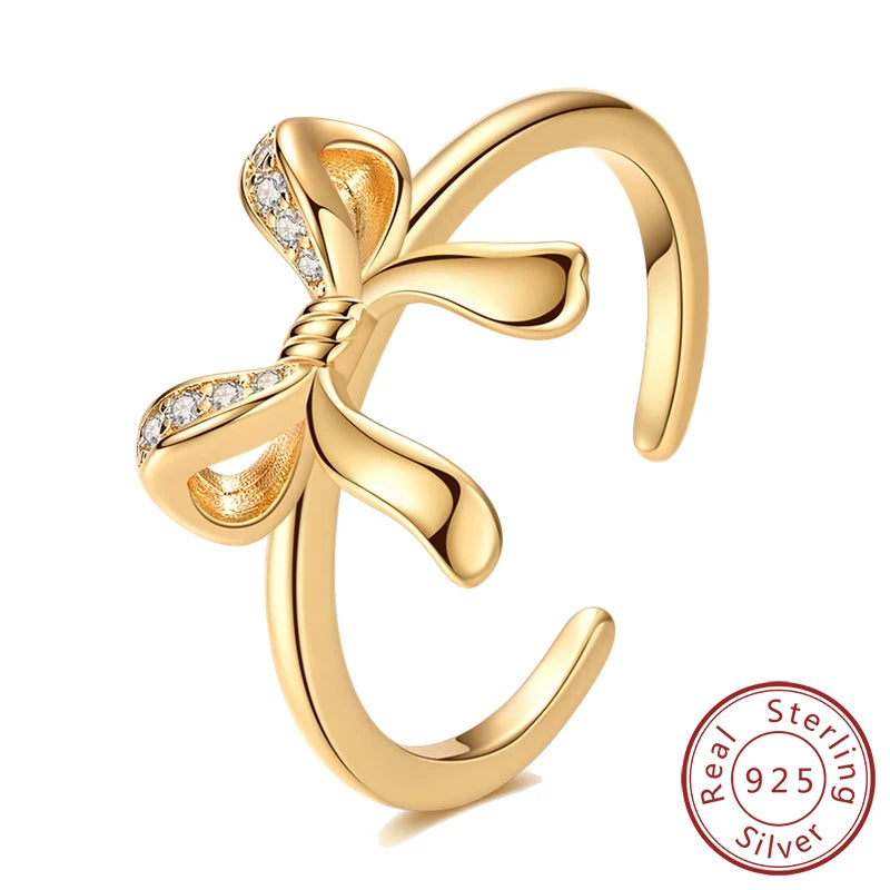 Rings 925 Sterling Silver Gold Star Moon Heart Watch Firefly Ring Adjustable Ring for Original Women Girl Fashion Jewelry Gifts