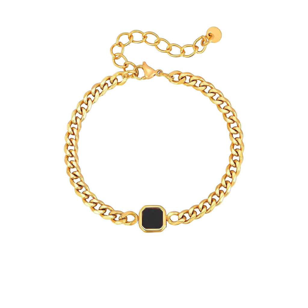 Vnox 5mm Width Adjustable Chain Bracelet for Men, Stainless Steel Acrylic Six-Sided Polished Jewelry Gifts for Husband Son‌ Him