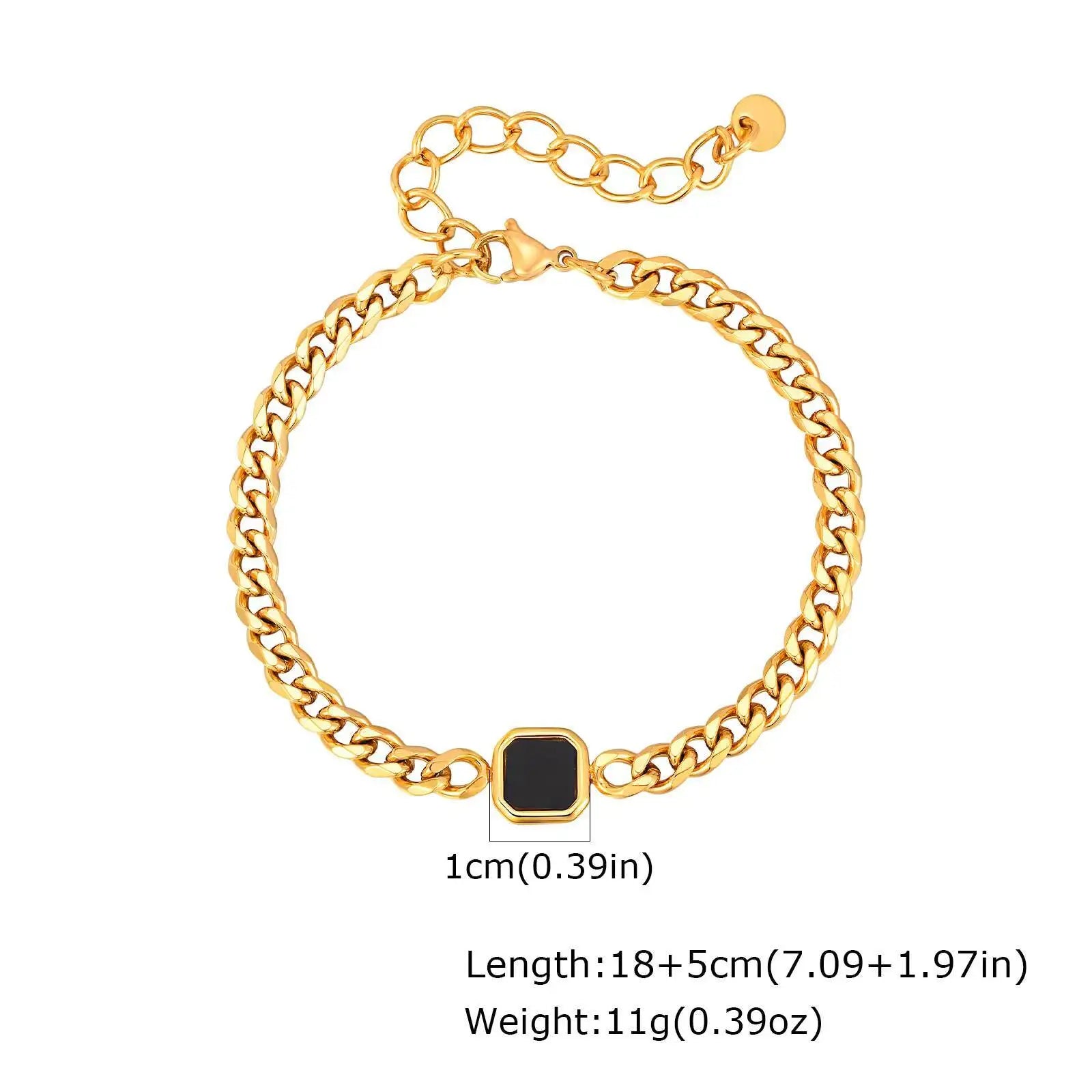 Vnox 5mm Width Adjustable Chain Bracelet for Men, Stainless Steel Acrylic Six-Sided Polished Jewelry Gifts for Husband Son‌ Him