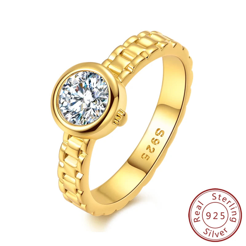 Rings 925 Sterling Silver Gold Star Moon Heart Watch Firefly Ring Adjustable Ring for Original Women Girl Fashion Jewelry Gifts