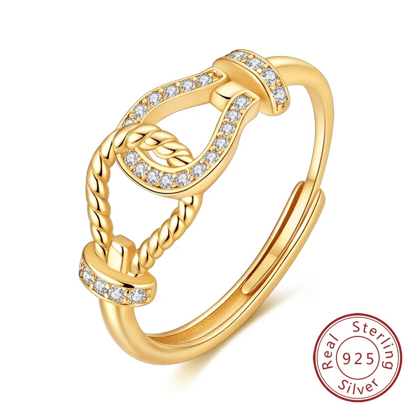 Rings 925 Sterling Silver Gold Star Moon Heart Watch Firefly Ring Adjustable Ring for Original Women Girl Fashion Jewelry Gifts