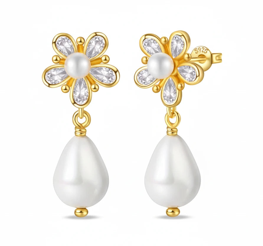 עגילי פניני הפרח