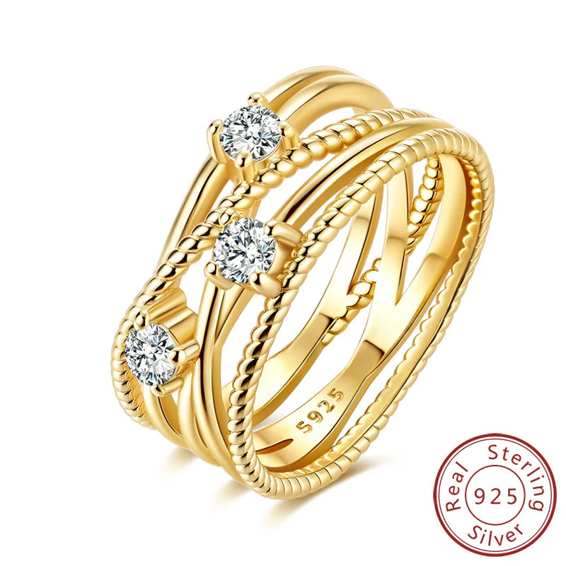 Rings 925 Sterling Silver Gold Star Moon Heart Watch Firefly Ring Adjustable Ring for Original Women Girl Fashion Jewelry Gifts