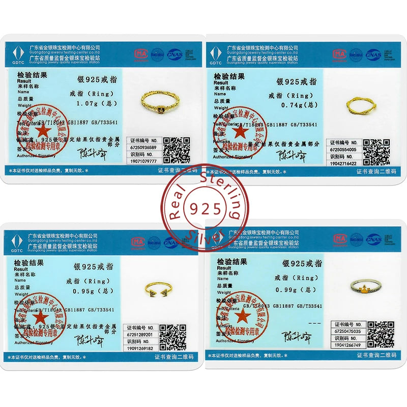 Rings 925 Sterling Silver Gold Star Moon Heart Watch Firefly Ring Adjustable Ring for Original Women Girl Fashion Jewelry Gifts