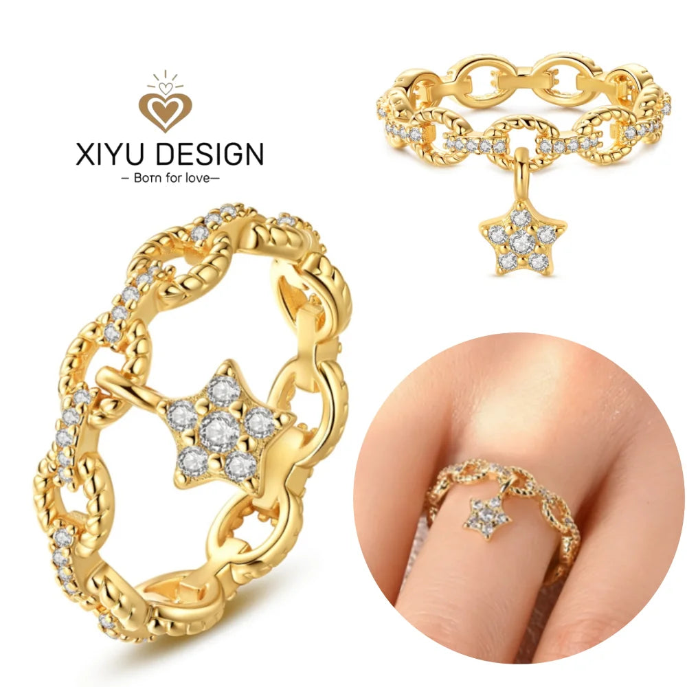 925 Sterling Silver Original Rings Crown Love Heart Sun Moon Engagement Wedding Pink Bow Ring Luxury  For Women Jewelry Gitf