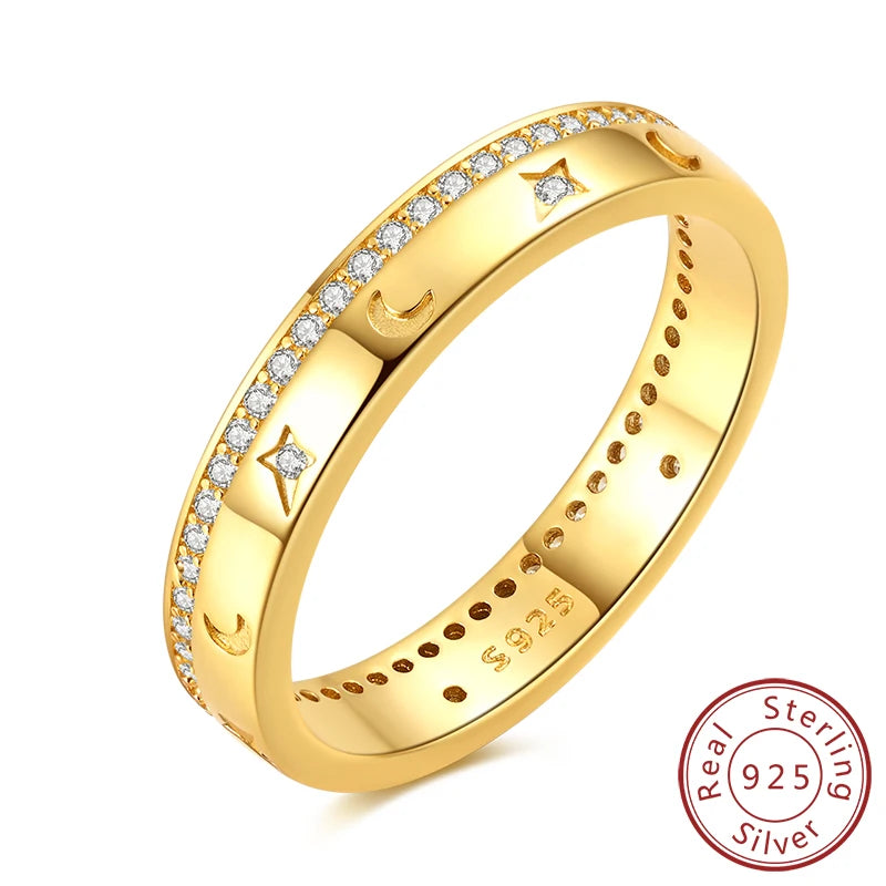 Rings 925 Sterling Silver Gold Star Moon Heart Watch Firefly Ring Adjustable Ring for Original Women Girl Fashion Jewelry Gifts