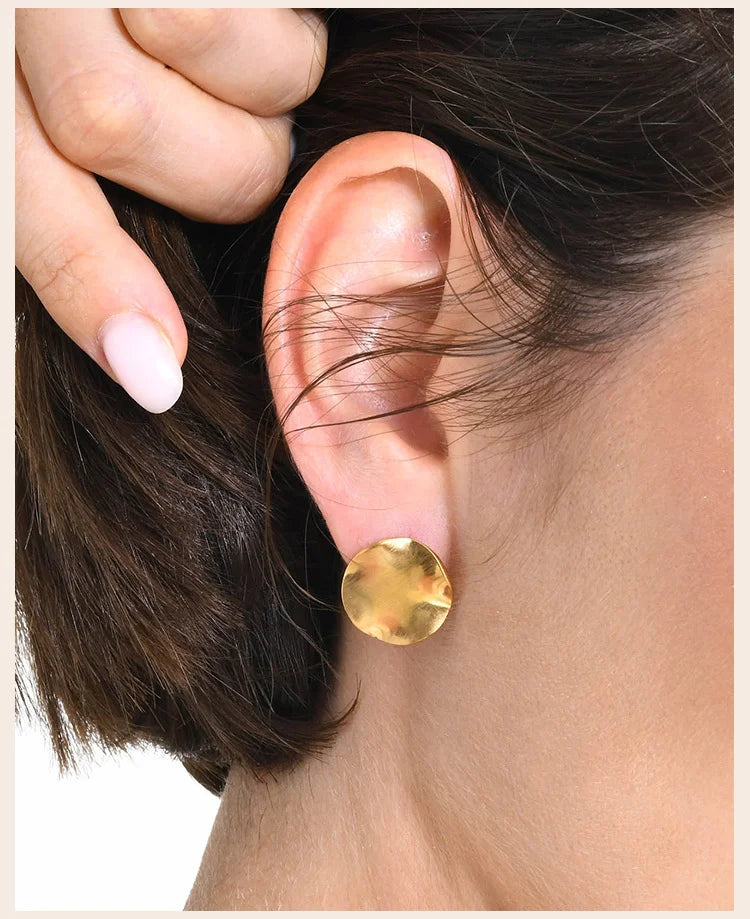 עגיל דיסק עגול מט לנשים, עגיל פוסט נירוסטה טרנדי פשוט ואופנתי תכשיטים גיאומטריים