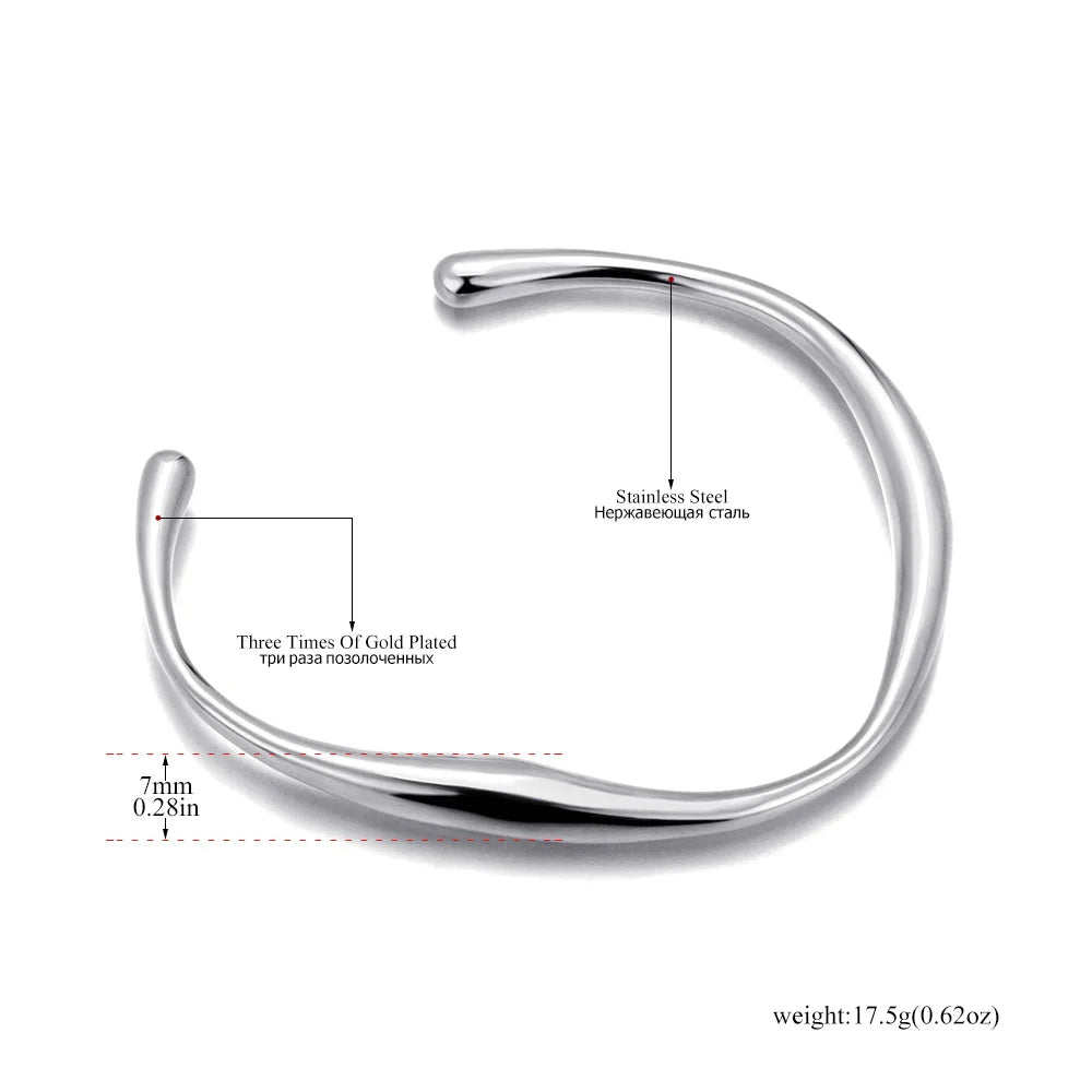 Lokaer 316 Stainless Steel Wrist Opening Bracelet Bangle For Women Gold Color Handmade Cast Statement Brand Party Jewelry B24008