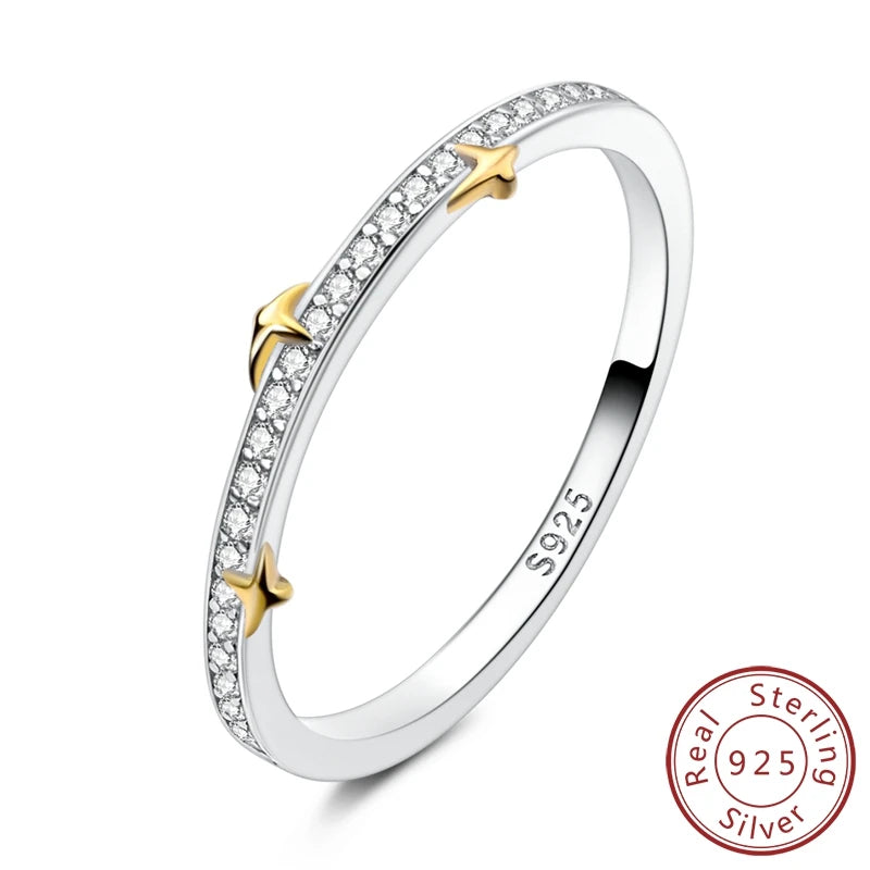 Rings 925 Sterling Silver Gold Star Moon Heart Watch Firefly Ring Adjustable Ring for Original Women Girl Fashion Jewelry Gifts